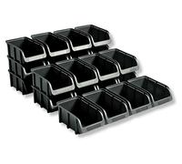 Boîte de rangement empilable set de 24 pièces - Polypropylène - 164 x 102 x 75 mm - Taille 2 - Noir