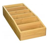 Boîte de rangement en bambou 6 compartiments - Beige - L 35 x l 5/7 x H 15 cm