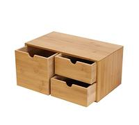 Boîte de rangement en bois à 3 tiroirs - Organiseur de bureau - Mini tiroirs - Couleur bois bambou - Pour la maison, le bureau, la cuisine, la salle de bain
