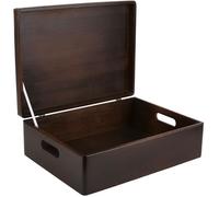 Creative Deco Boite Rangement en Bois Marron | 40 x 30 x 14 cm (+/- 1 cm) | avec Couvercle et Poignées | Boite en Bois | Boite a Souvenir | Boîte Caisse Malle Coffre | BRUT ET NON PONCÉ