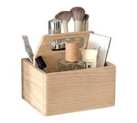 Boîte de rangement en bois avec poignée, organiseur de bureau à 3 compartiments pour la maison, le bureau, la cuisine, petit article en bois naturel pour café, salon de thé, marron/blanc (blanc)