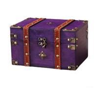 Boîte de rangement en bois avec serrure et mot de passe pour l'organisation du bureau, parfaite pour sécuriser les clés, les mots de passe et les bijoux avec un design rétro classique (violet A)