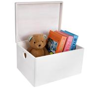 Boîte de rangement en bois - CREATIVE DECO - Grande Caisse à Décorer - 40 x 30 x 24 cm - Poignées cœur - Personnalisable