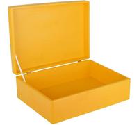 Creative Deco Boite Rangement en Bois Jaune | 40 x 30 x 14 cm (+/- 1 cm) | avec Couvercle | Boite en Bois | Boite a Souvenir | Boîte Caisse Malle Coffre | BRUT ET NON PONCÉ