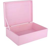 Creative Deco Boite Rangement en Bois Rose | 40 x 30 x 14 cm (+/- 1 cm) | avec Couvercle | Boite en Bois | Boite a Souvenir | Boîte Caisse Malle Coffre | BRUT ET NON PONCÉ