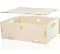 Boîte de rangement en bois empilable et portable avec couvercle (env. 39 x 29 x 14 cm) – Boîte de rangement et d'organisation en bois – Boîte en bois avec poignées – Boîte de rangement/organiseur en b