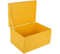 Creative Deco Boite Rangement en Bois Jaune | 40 x 30 x 24 cm (+/- 1 cm) | avec Couvercle | Boite en Bois | Boite a Souvenir | Boîte Caisse Malle Coffre | BRUT ET NON PONCÉ