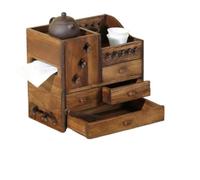 Boîte De Rangement En Bois, Organisateur Bureau Multifonctionnel | Avec tiroirs à mouchoirs vintage en bois massif rétro for la décoration de bureau à domicile
