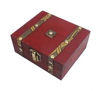 Boîte de rangement en bois pour bagues et boucles d'oreilles - Style coffre au trésor rustique - Organiseur décoratif pour la maison 13 x 11 x 5,4 cm (A)