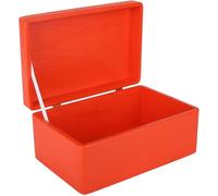Creative Deco Boite Rangement en Bois Rouge | 30 x 20 x 14 cm (+/- 1 cm) | avec Couvercle | Boite en Bois | Boite a Souvenir | Boîte Caisse Malle Coffre | BRUT ET NON PONCÉ