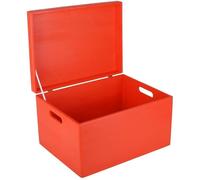 Boîte de Rangement en Bois Rouge Creative Deco XXL avec Couvercle et Poignées