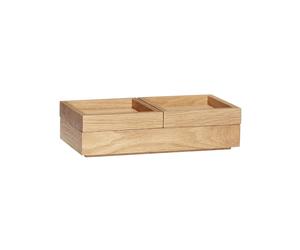 Boîte de rangement en bois verni beige, modulable, 3 éléments - Hübsch, Agrafe - 24x12x6 cm
