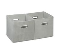 Relaxdays 6x boîtes de rangement, sans couvercle, avec poignée, pliable, panier en tissu carré, 30 cm, à poser sur étagère, gris