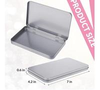 Boîte de rangement en métal rectangulaire couvercle amovible 17 8 x 10 8 x 1 5 cm lot de 2 argentée