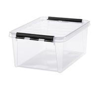 Boîte de rangement transparente 14 litres avec couvercle - Clips Noirs