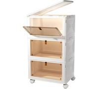 Boîte de rangement en plastique - 3 niveaux - Pliable - Avec couvercle - Plastique PP