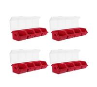 Boîte de Rangement en Plastique 4 Compartiments, 4 Pièces | Couvercle Transparent, Séparation des Pièces, Gain de Place, pour Bricolage, Atelier, Bijoux et Petits Outils
