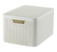 Curver - Boîte de rangement Style 30L - Aspect rotin texturé, 44,5x33x24,8 cm, Ivoire, 70% recyclé