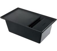 Boîte de rangement en plastique avec couvercle, noire, dimensions 300 x 166 mm