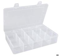 Boîte de rangement en plastique avec séparateurs - 15 grands compartiments boîte à goûter transparente avec perles