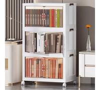 Boîte de rangement en plastique - Caisse pliable - Avec couvercle - Porte magnétique - Roulettes et poignée - Empilable - Plastique PP