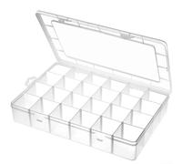 Boîte de rangement en plastique extra large pour 24 grilles amovibles, étui de rangement transparent pour perles, vis, ongles, boulons, bijoux, loisirs créatifs, 33,2 x 21,3 x 5,6 cm