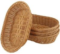 Boîte de rangement en plastique, forme ovale, 30 x 20 x 7 cm, couleur marron, lot de 4, peu d'entretien, grande capacité, style rustique