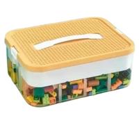 Boîte de rangement en plastique pour briques LEGO – 1 étage – Organiseur transparent avec couvercle et poignée – Espace de rangement pour briques – Chambre à coucher
