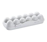 Boîte de rangement en plastique pour ?ufs avec couvercle pour 12 ?ufs, adaptée au réfrigérateur et à l'extérieur (gris)