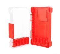 Boîte de rangement en plastique rigide pour forets à tige hexagonale, accessoires de robinet, étui de rangement portable pour pièces de tournevis avec verrou à pression et déverrouillage (rouge moyen)
