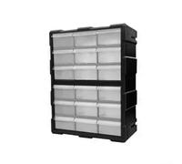 Boîte de rangement en plastique transparent empilable à 39 tiroirs pour accessoires de quincaillerie, petits articles, atelier, garage, armoire à outils, unité ABS (noir 18 tiroirs)