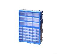 Boîte de rangement en plastique transparent empilable avec plusieurs tiroirs pour atelier, garage, outils, petits composants (bleu, 39 tiroirs)
