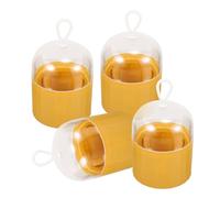 Boîte de Rangement en PP pour Éponge à Maquillage 4 Pièces | Lanière, Légère et Pratique, pour Famille ou Voyage, Jaune, Aide à Sécher L’éponge