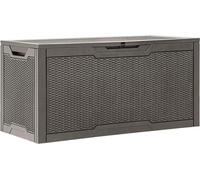 Boîte de rangement en résine de 100 gallons, résistante aux intempéries. Boîte de stockage extérieure, avec compartiments de rangement intérieurs et extérieurs verrouillables pour les accessoires et l