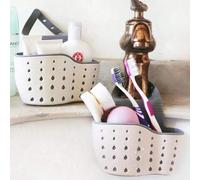 Boîte de rangement en silicone avec panier égouttoir suspendu à l'évier et sangle réglable, peut contenir des éponges, fonctionne également comme panier suspendu au robinet ou sac de rangement de cuis
