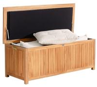 Boîte de rangement en teck avec couvercle à ressort à gaz, modèle Odessa, supportant jusqu'à 250 kg, dimensions : 160 cm