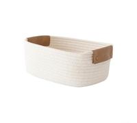Boite de Rangement en Tissu Naturel pour tressé avec Anses en - Cube Organisateur Pliable pour Salon et pour chambre - Panier Décoratif Grand Capacité 31x31 cm(White L)