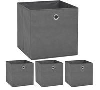 Boîte de rangement en tissu non-tissé - vidaXL - 32x32x32 cm - Gris - Pliable - Lot de 4 - Œillet en métal