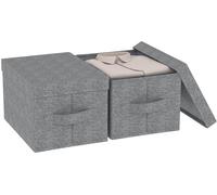 Boîte de rangement en tissu, organiseur avec couvercle, boîte pliable avec poignées, lot de 2 paniers en tissu pour ranger les vêtements, 42 × 30 × 26