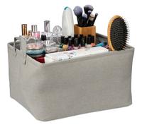 Boîte De Rangement En Tissu, Pliable, Organiseur, Hxlxp : 30x48x38 Cm, Caisse à Poignées, sélle De Bain, Gris - Relaxdays