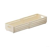 Boîte de rangement extensible polyvalente avec couvercle pour rangement de garde-robe, récipient en plastique pour chaussettes et sous-vêtements, finition blanc crème (crème moyenne)