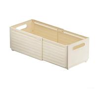 Boîte de rangement extensible polyvalente avec couvercle pour rangement de garde-robe, récipient en plastique pour chaussettes et sous-vêtements, finition blanc crème (taille L, crème)