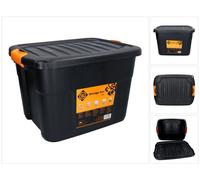 Boîte de rangement FORTE Tools 42 l avec fermeture à clic, 50 x 39 x 34 cm, noire : coffret à outils, boîte, robuste, empilable, verrouillable (000051361905)
