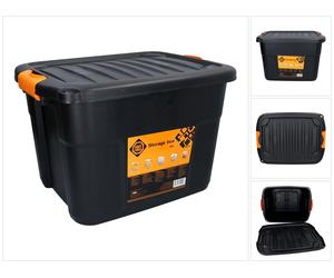 Boîte de rangement FORTE Tools 42 l avec fermeture à clic, 50 x 39 x 34 cm, noire : coffret à outils, boîte, robuste, empilable, verrouillable (000051361905)