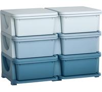 Boîte de rangement Fortuna Lai en plastique, 6 tiroirs, organiseur de jouets, commode pour chambre d'enfant, bleu