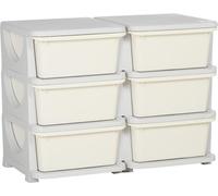 Boîte de rangement Fortuna Lai en plastique, 6 tiroirs, organiseur de jouets, petite commode à tiroirs pour enfants, blanc crème