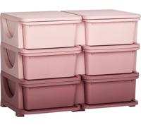 Boîte de rangement Fortuna Lai en plastique, rangement pour jouets, 6 tiroirs, organiseur de jouets, commode pour chambre d'enfant, rose