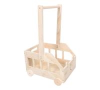 Boîte de Rangement Garçon Fille en Bois, Ours, avec Roulettes et Poignée | Grain Beige, Support Porte-cintres, Finition Lisse sans Bavure, pour Livres, Vêtements et Fêtes Prénatales