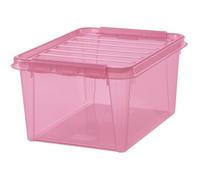 Boîte de rangement grise rose ou Bleue avec couvercle 31 litres - Rose