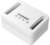 Boîte de rangement "Handy Tresor" avec minuterie, en métal, dotée d'un verrou de sécurité réglable sur 365 jours, idéale pour une "détox digitale". Elle est équipée d'une prise USB-C pour une alimenta